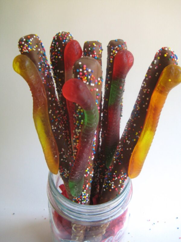 12-Gummy Worm Chocolate Covered Pretzel Rods - Image 5