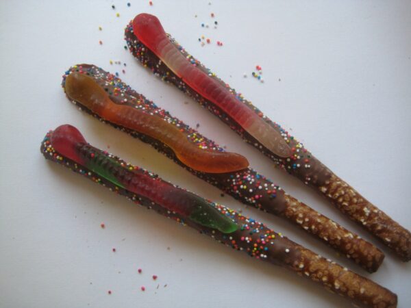 12-Gummy Worm Chocolate Covered Pretzel Rods - Image 3