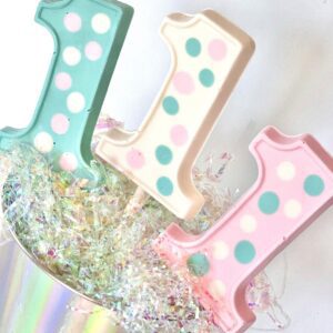 12-Polka Dot #1 Chocolate Lollipop Favors For Baby's First Birthday