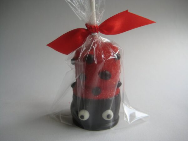 12-Glittery Ladybug Chocolate Covered Double Marshmallow Pops - Image 5