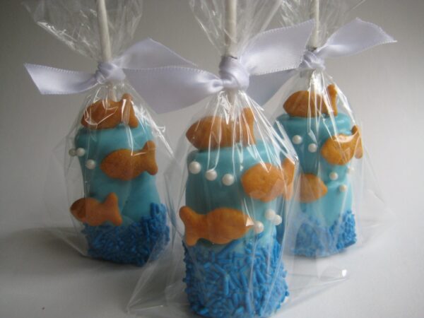12-Goldfish Underwater Theme Chocolate Covered Double Marshmallow Pop for Birthday/Shower Favors - Image 4