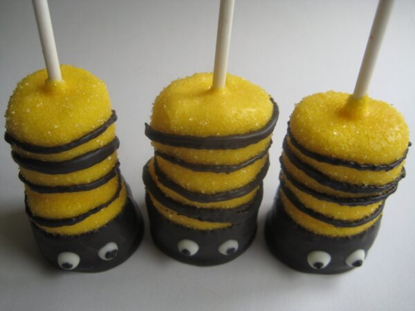 12-Glittery Bumble Bee Chocolate Covered Double Marshmallow Pops For Party Favors/Birthday Favors/Shower Favors - Image 3