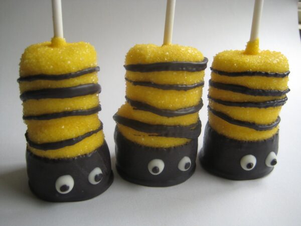 12-Glittery Bumble Bee Chocolate Covered Double Marshmallow Pops For Party Favors/Birthday Favors/Shower Favors - Image 4
