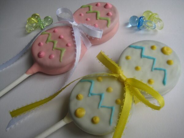 12-Baby Rattles DOUBLE Chocolate Covered Oreo Pops - Image 3