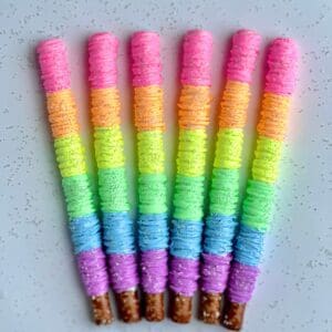 12-Fluorescent Rainbow Chocolate Covered Pretzels For Birthday Party/Birthday Gift/Ombre Pretzels