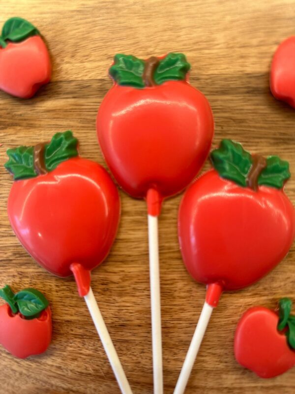 12-Red Apple Chocolate Lollipop Favors For Birthday Party/Teacher Gift - Image 2