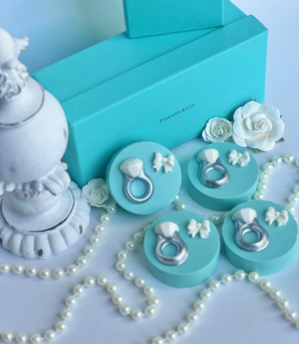 12-Tiffany Inspired Chocolate Covered Oreos With Diamond Rings For Engagement Party/Wedding Shower/Shower Favor - Image 2