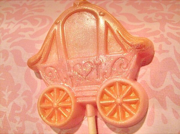 12- Spectacular Chocolate Princess Carriage Lollipop Favors - Image 5