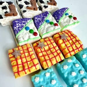 12-Toy Story Theme Chocolate Covered Rice Krispie Treats For Birthday Party/Toy Story Theme/Party Favors