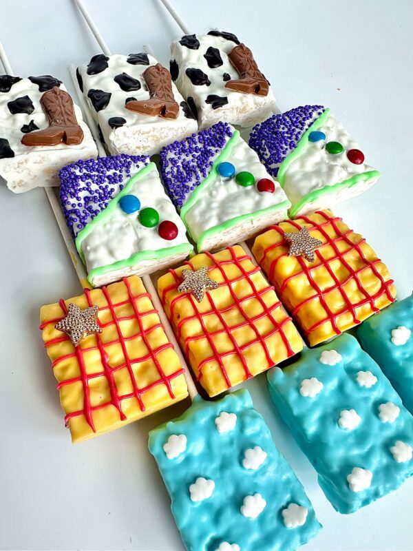 12-Toy Story Theme Chocolate Covered Rice Krispie Treats For Birthday Party/Toy Story Theme/Party Favors