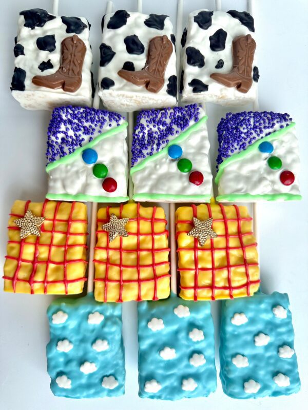 12-Toy Story Theme Chocolate Covered Rice Krispie Treats For Birthday Party/Toy Story Theme/Party Favors - Image 4