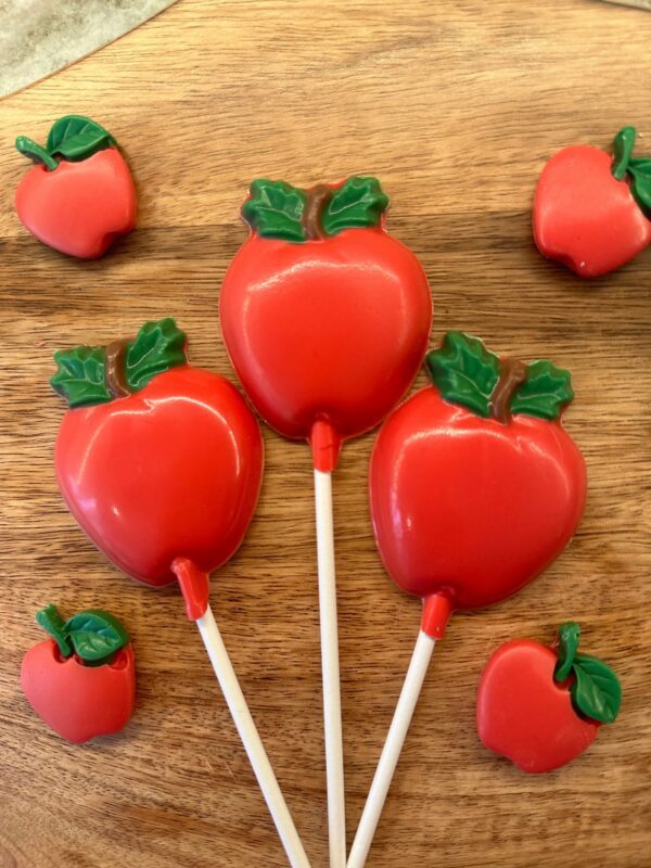 12-Red Apple Chocolate Lollipop Favors For Birthday Party/Teacher Gift - Image 3