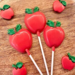 12-Red Apple Chocolate Lollipop Favors For Birthday Party/Teacher Gift