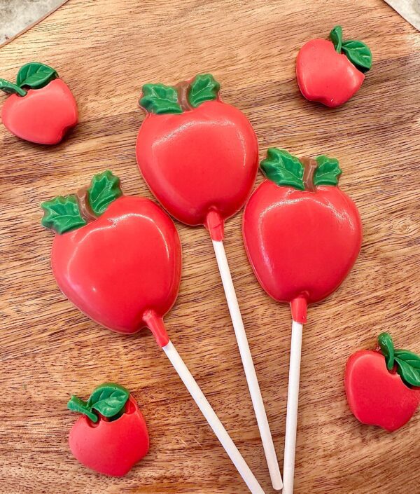 12-Red Apple Chocolate Lollipop Favors For Birthday Party/Teacher Gift