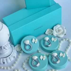 12-Tiffany Inspired Chocolate Covered Oreos With Diamond Rings For Engagement Party/Wedding Shower/Shower Favor