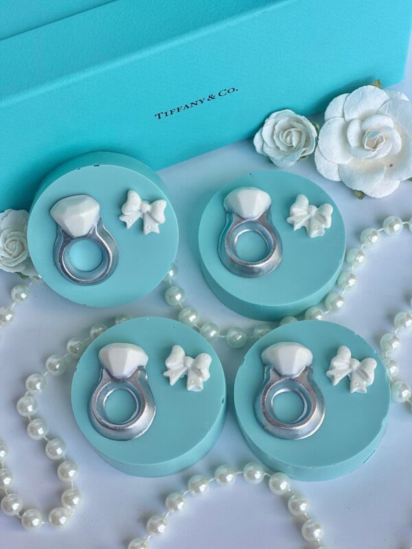 12-Tiffany Inspired Chocolate Covered Oreos With Diamond Rings For Engagement Party/Wedding Shower/Shower Favor - Image 3