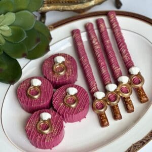 24 Piece Burgundy and Gold Chocolate Treat Party Bundle For Engagement Party Favors/Party Favors/Birthday Party/Wedding Party Favors