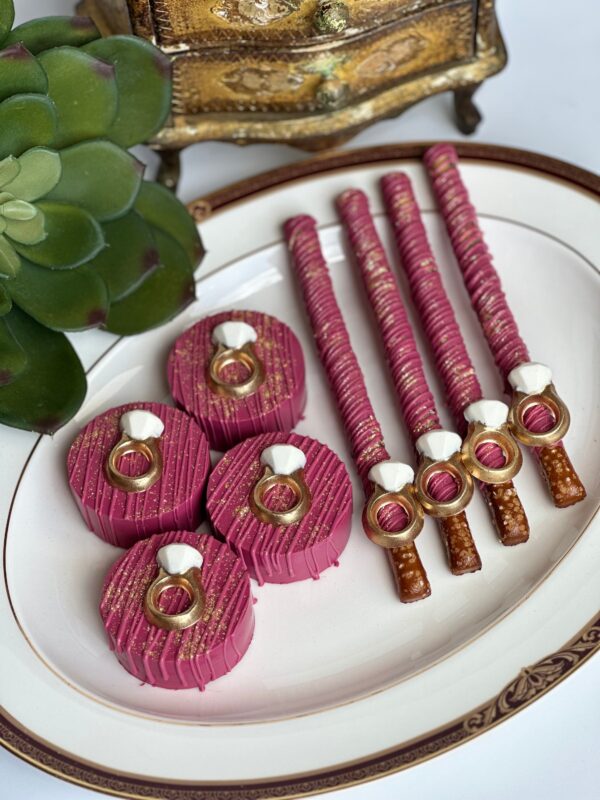 24 Piece Burgundy and Gold Chocolate Treat Party Bundle For Engagement Party Favors/Party Favors/Birthday Party/Wedding Party Favors