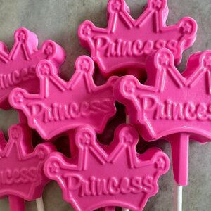 12-Shimmery White Chocolate Princess Crown Lollipop Favors