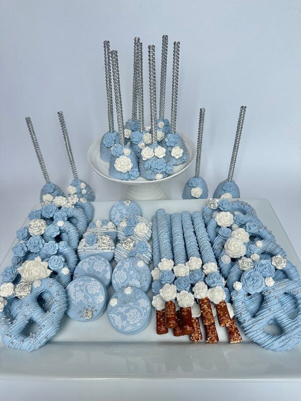 36 Piece Dusty Blue & White Chocolate Treat Party Package For Wedding Favors/Birthday Party Favors/Party Favors/Baby Shower Favors
