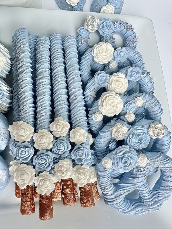 36 Piece Dusty Blue & White Chocolate Treat Party Package For Wedding Favors/Birthday Party Favors/Party Favors/Baby Shower Favors - Image 3