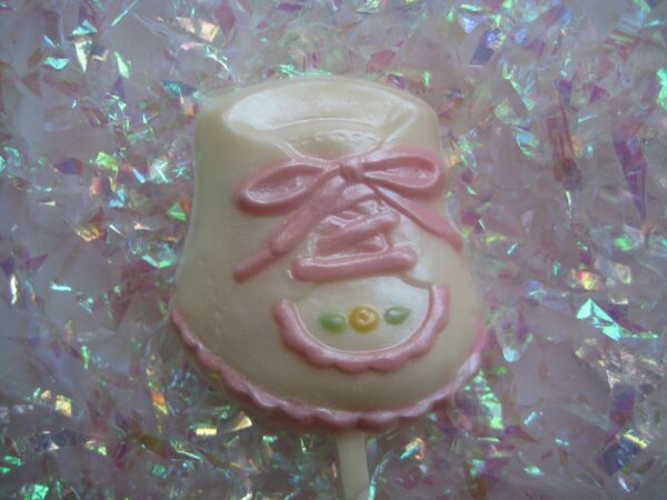 12-Baby Girl Booty White Chocolate Lollipops For Baby Shower/Party Favors/Baby Shoes