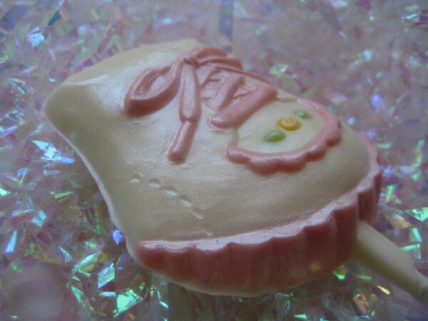 12-Baby Girl Booty White Chocolate Lollipops For Baby Shower/Party Favors/Baby Shoes - Image 4