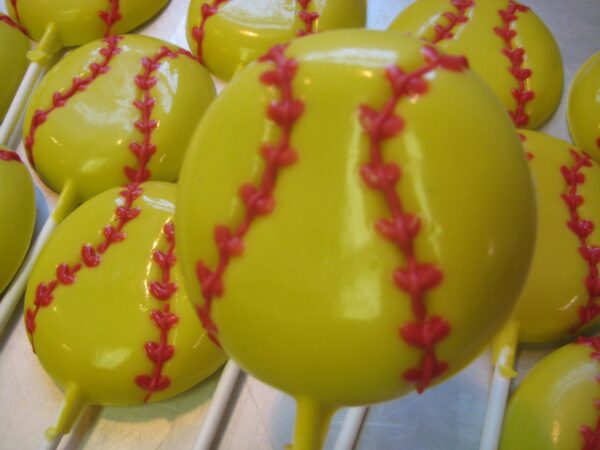 12-Chocolate Softball Lollipops - Image 2