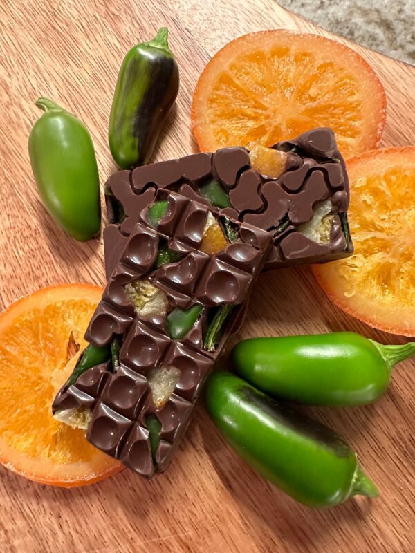 10 Jalapeño & Orange Dark Chocolate Bars/Hot Peppers/Spicy Chocolate/Orange Chocolate/Sweet Chocolate/Candied Oranges - Image 2