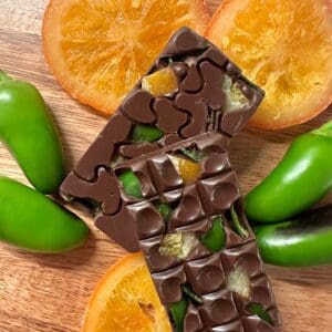 10 Jalapeño & Orange Dark Chocolate Bars/Hot Peppers/Spicy Chocolate/Orange Chocolate/Sweet Chocolate/Candied Oranges