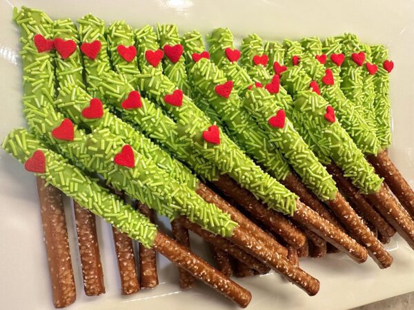 12-Grinch Chocolate Covered Pretzels/Stocking Stuffers/Party Favors/School party/Christmas gift - Image 2
