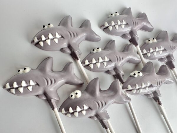 12-Chocolate Shark Lollipop Favors For Birthday Party/Party Favors