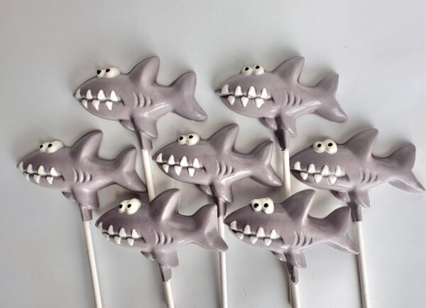 12-Chocolate Shark Lollipop Favors For Birthday Party/Party Favors - Image 2