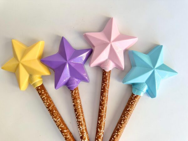 12-Chocolate Covered Pretzel Rod Princess Star Wand Favors - Image 4