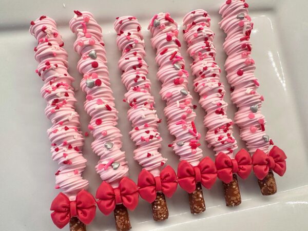 12-Valentine Sweetheart Chocolate Covered Caramel Pretzels For Valentine’s Day/Party Favors/Valentine Gift/Sweetheart - Image 2