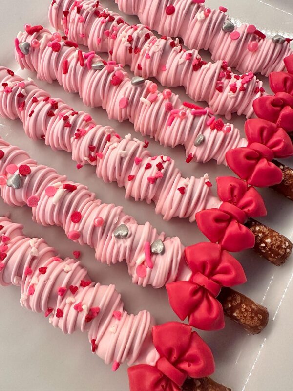 12-Valentine Sweetheart Chocolate Covered Caramel Pretzels For Valentine’s Day/Party Favors/Valentine Gift/Sweetheart - Image 3
