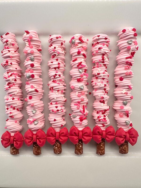 12-Valentine Sweetheart Chocolate Covered Caramel Pretzels For Valentine’s Day/Party Favors/Valentine Gift/Sweetheart - Image 4