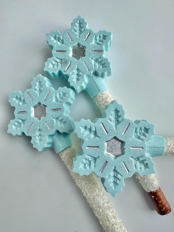 12-Snowflake Chocolate Covered Pretzel Rod Wand Favors - Image 2