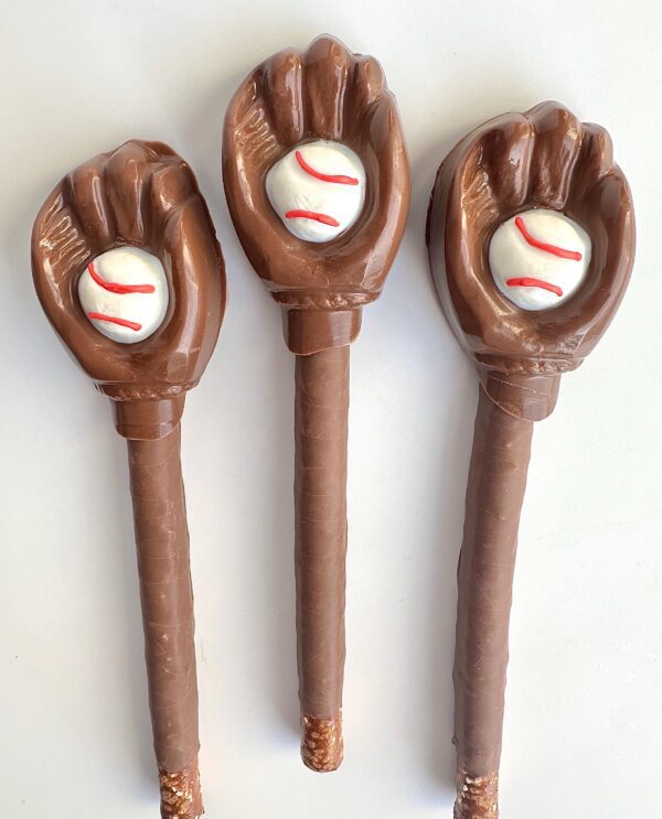 12-Baseball Glove Chocolate Covered Pretzel Rods For Baseball Party/Baseball Game/Baseball Fan/Party Favors - Image 2