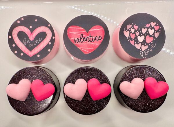 12-Pink & Black Valentine Chocolate Covered Oreos with Hearts/Valentine Gift/Party Favors/Valentine Party/Sweetheart Gift - Image 2