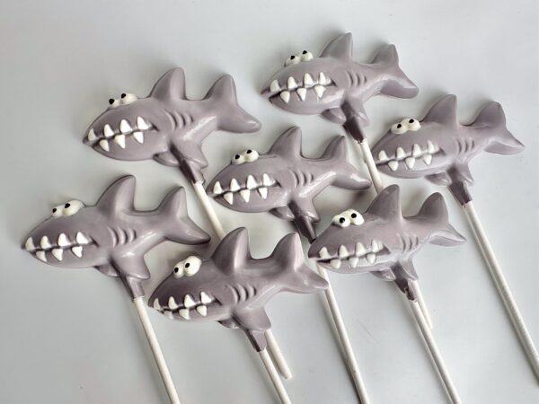 12-Chocolate Shark Lollipop Favors For Birthday Party/Party Favors - Image 3