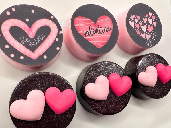 12-Pink & Black Valentine Chocolate Covered Oreos with Hearts/Valentine Gift/Party Favors/Valentine Party/Sweetheart Gift - Image 4