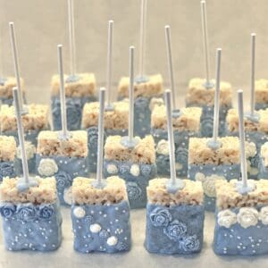 12-Dusty Blue Chocolate Covered Rice Krispie Treats