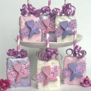 12-Mermaid Theme Chocolate Covered Rice Krispie Treats