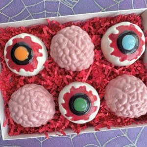 Box of brain and eyeball chocolates.