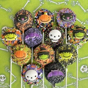 12-Assorted Halloween Decorated Chocolate Covered Oreo Pop Favors For Halloween Party/School Party Favors/Trick or Treators/Party Favors