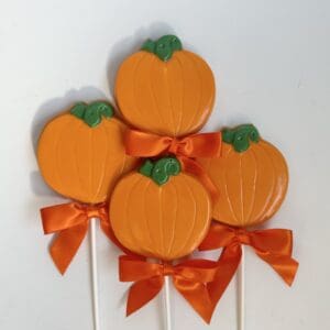 12-Chocolate Pumpkin Lollipops For Fall/Thanksgiving/Halloween Favors