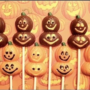 12 Chocolate Stacked Pumpkin Lollipop Favors For Halloween